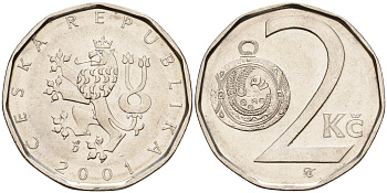 Чехия 2 кроны 2001  KM 9 сталь плакированная никелем    4143-313