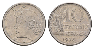 Бразилия 10 сентаво 1978 KM 578.1a нержавеющая сталь UNC 4655-1068