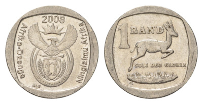 ЮАР 1 ранд 2008 KM 444 медь плакированная никелем 4627-526
