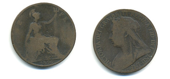 Великобритания 1 пенни 1896 Виктория (1837-1901) KM 790, Spink 3961 бронза 59-933