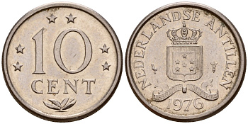 Нидерландские Антилы 10 центов 1976 Юлиана (1948-1980) KM 10 никель 4174-839