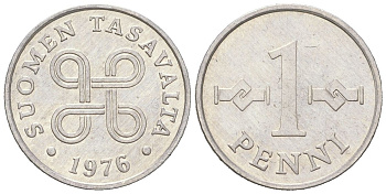 Финляндия 1 пенни 1976 KM 44a алюминий aUNC 218-114