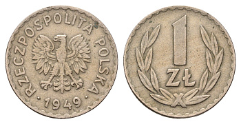 Польша 1 злотый 1949 год-тип Y 45 медно-никель 86-1214