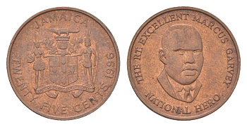 Ямайка 25 центов 1996 KM 167 сталь плакированная медью aUNC 4623-611