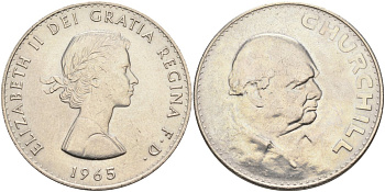 Великобритания 1 крона (5 шиллингов) 1965 Уинстон Черчилль, Елизавета II (1952-2022) KM 910, Spink 4144 медно-никель UNC 4368-134