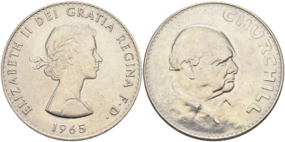 Великобритания 1 крона (5 шиллингов) 1965 Уинстон Черчилль, Елизавета II (1952-2022) KM 910, Spink 4144 медно-никель UNC 4368-134