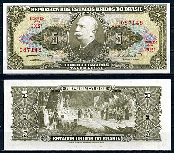 Бразилия 5 крузейро ND (1962-1964) серия 2915 Pick 176 a бумага aUNC 2119-20-1-1