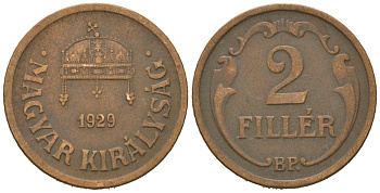 Венгрия 2 филлера 1929 BP KM 506 бронза 4615-446