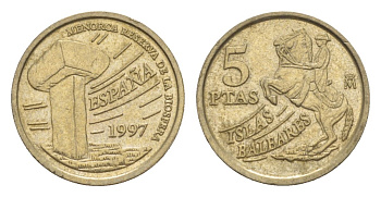 Испания 5 песет 1997 Балеарские острова KM 981 алюминиевая бронза 4632-347