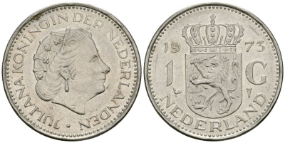 Нидерланды 1 гульден 1973 Юлиана (1948-1980) KM 184a никель 4579-543