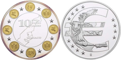 НИДЕРЛАНДЫ МЕДАЛЬ 2012 СЕРИЯ 10 ЛЕТ ЕВРО, МОНАКО, СЕРЕБРЕНИЕ, ПОЗОЛОТА, ДИАМЕТР 40 ММ., ПОХИЩЕНИЕ ЕВРОПЫ PROOF 1082-6-42