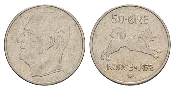 Норвегия 50 эре 1972 Улаф V (1957-1991) KM 408 медно-никель 4635-441