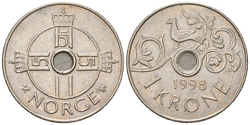 Норвегия 1 крона 1998 Харальд V (1991-) KM 462 медно-никель 99-745