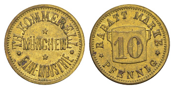 Мюнхен пивной жетон в 10 пфеннигов ND латунь 1528-325