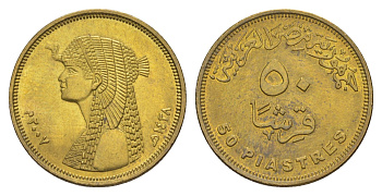 Египет 50 пиастров 2007 KM 942.2 сталь плакированная латунью UNC 4650-151