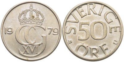 Швеция 50 эре 1979 U Карл XVI Густав (1973- ) KM 855 медно-никель 175-1042