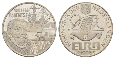 Нидерланды 5 евро 1996 Виллем Баренц X 121 медно-никель BU 4645-1123