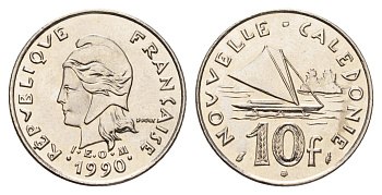 Новая Каледония 10 франков 1990 KM 11 никель UNC 181-1151