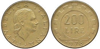 Италия 200 лир 1978 R KM 4543-724