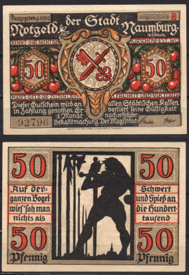 Германия, Наумбург-ан-дер-Заале 50 пфеннигов 1920 Нотгельд бумага 7556-45-2-1