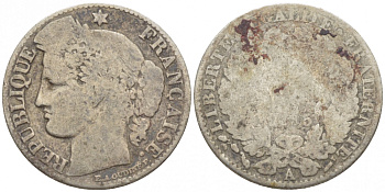 ФРАНЦИЯ 50 САНТИМОВ 1895 А, ТРЕТЬЯ РЕСПУБЛИКА (1871-1940) KM 834.1, LE FRANC 189.16 серебро 116-557