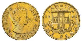 Ямайка 1 пенни 1960 KM 37 никель латунь 4628-647