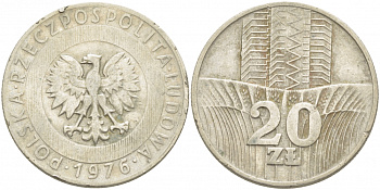 Польша 20 злотых 1976 MW KM 67 медно-никель 4403-834