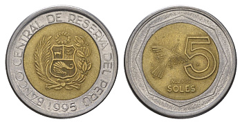 Перу 5 солей 1995 KM 316 биметалл 4626-355