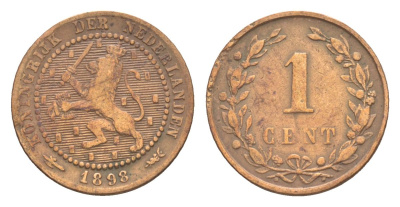 Нидерланды 1 цент 1898 Вильгельмина (1890-1948) KM 107 бронза 71-1529