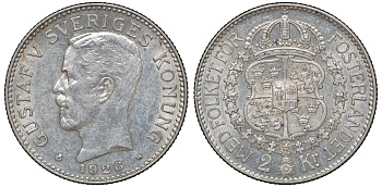 Швеция 2 кроны 1926 W, Густав V (1907-1950) KM 787 серебро 4178-1321