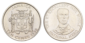 Ямайка 10 центов 1992 KM 146.1 сталь плакированная никелем UNC 4641-812