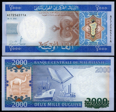 Мавритания 2000 угуйя 2011 верблюд, коран, корабль, порт Pick 20  бумага  UNC (пресс) 448-105-2