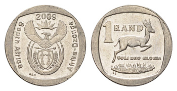 ЮАР 1 ранд 2009 KM 468 медь плакированная никелем 4627-539