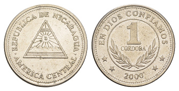 Никарагуа 1 кордоба 2000 KM 89 сталь плакированная никелем aUNC 4641-355