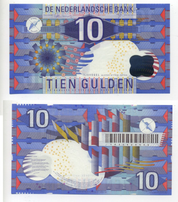 НИДЕРЛАНДЫ 10 ГУЛЬДЕНОВ 1997 Pick 99 бумага UNC (ПРЕСС) 6266-19-2