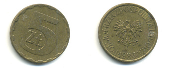 Польша 5 злотых 1984 MW KM 81.1, Parchimowicz 221i латунь 176-1015