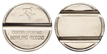 Италия жетон для игры в боулинг диаметр 24 мм, вес 6 гр нержавеющая сталь 4670-716