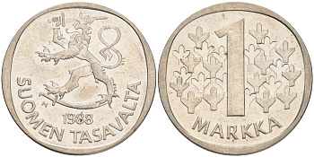 ФИНЛЯНДИЯ 1 МАРКА 1988 M KM 49а медно-никель 4556-756