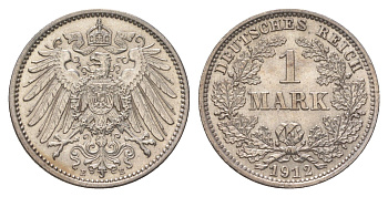 Германия 1 марка 1912 E, Вильгельм II (1888-1918) KM 14, J. 17 серебро aUNC 3896-1021
