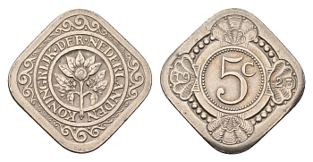 Нидерланды 5 центов 1923 Вильгельмина (1890-1948) KM 153 медно-никель 4675-856