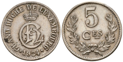 Люксембург 5 сантимов 1924 Шарлотта (1918-1964) KM 33 медно-никель 4602-414