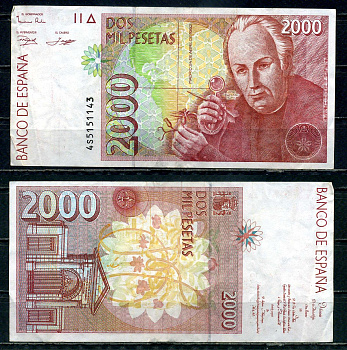 Испания 2000 песет 1992 (1996) Pick 164 бумага 6317-47-2-2