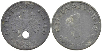 ГЕРМАНИЯ 1 РЕЙХСПФЕННИНГ 1942 E KM 97, J.369 цинк 201-965