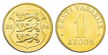 Эстония 1 крона 2006 KM 35 латунь UNC M82-15