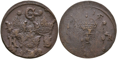 Швеция 1/4 эре 1636 Кристина (1632-1654) KM 152.2 (115.2) медь 4168-116