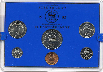 ШВЕЦИЯ НАБОР ИЗ 6 МОНЕТ 1982 04-062-86