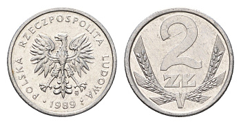 Польша 2 злотых 1989 Y 80.3 алюминий UNC 4674-643