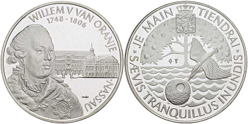 НИДЕРЛАНДЫ МЕДАЛЬ ND ВИЛЛЕМ V (1748-1806), КОРОЛЬ НИДЕРЛАНДОВ И НАССАУ, ДИАМЕТР 38 ММ., ВЕС 25,08 ГР. серебро PROOF 1076-8-22
