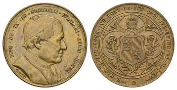 Ватикан медаль в память о Пий IX 1878 диаметр 37,5 мм, вес 25,2 гр латунь 4127-1723