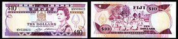 Фиджи 10 долларов ND (1986) Елизавета II (1952-2022) Pick 84 бумага UNC (пресс) 451-1208-3